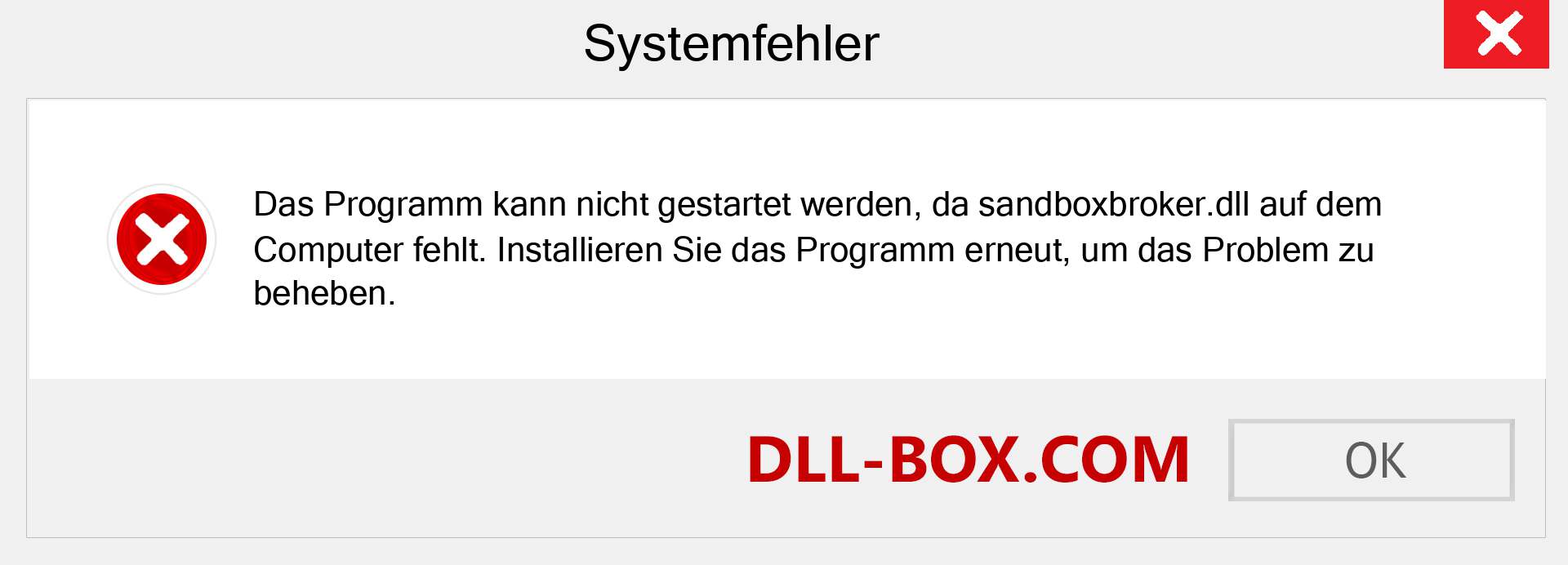sandboxbroker.dll-Datei fehlt?. Download für Windows 7, 8, 10 - Fix sandboxbroker dll Missing Error unter Windows, Fotos, Bildern